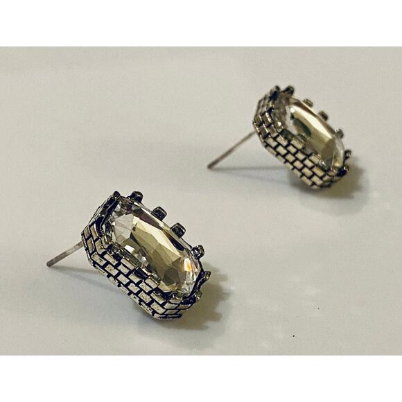 Rhinestone Earrings in Silver Setting - Picture 1 of 2